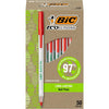 BIC Ecolutions Round Stic Ballpoint Pens, Medium Point (1.0mm), 50-Count Pack, Black Ink Pens Made from 97% Recycled Plastic - Red