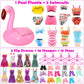 BARWA 41 Pack Doll Clothes and Accessories 15 Sets Doll Clothes 3 Wedding Long Dresses 3 Fashion Dresses 4 Tops Pants 2 Bikini Swimsuits 1 Pool Floaties 15 Shoes 10 Hangers for 11.5 inch Doll