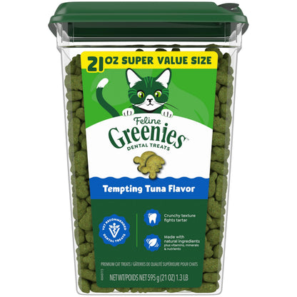 Buy now Greenies Cat Treats, Veterinarian-Recommended Adult Natural Dental Cat Treats, Tempting Tuna Flavor, 21 oz. Tub at indiglob india