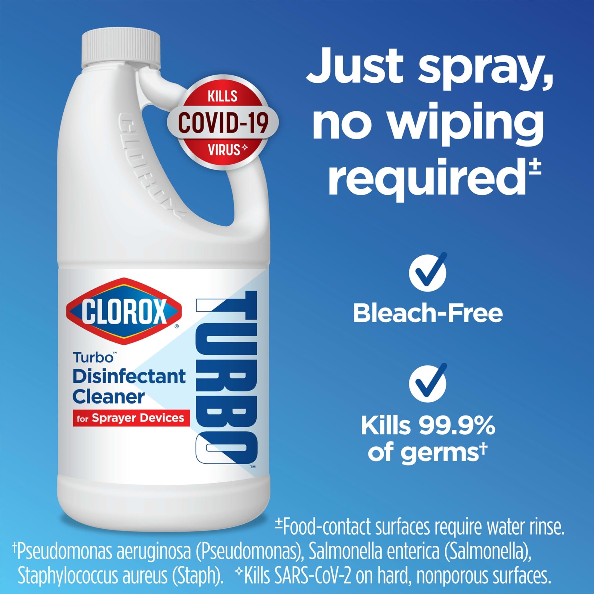Buy now Turbo Disinfectant Cleaner for Sprayer Devices, Bleach-Free, Kills Cold and Flu Viruses and COVID-19 Virus, 64 Fluid Ounces at indiglob india