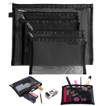 Clear Cosmetic Bags Zip Makeup Mesh Bags Pencil Case Pouch Travel Toiletry Kit Set Storage Case ((6A+5A)*3 Grey)