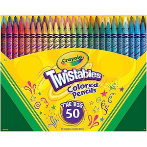 Crayola Twistables Colored Pencil Set for Kids (50ct), No Sharpen Coloring Book Pencils, Essential Classroom Supplies, Cute Back to School Gifts for Kids, 4+ - My Store