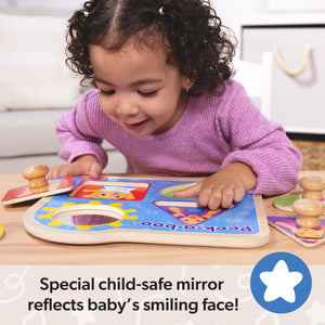 Buy now Melissa & Doug?? Ms. Rachelƒ?› Wooden Peek-a-Boo Jumbo Peg Puzzle, 4-Piece with Mirror, Toddler Toys for Boys and Girls Ages 1+ Years at indiglob india
