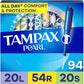 Tampax Pearl Tampons for Women Multipack, with LeakGuard Braid, Light/Regular/Super Absorbency, Unscented, 47 Count