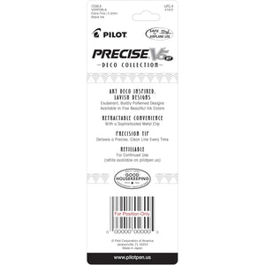 Pilot, Precise V5 RT Deco Collection Refillable & Retractable Liquid Ink Rolling Ball Pens, Extra Fine Point 0.5 mm, Black, Pack of 2