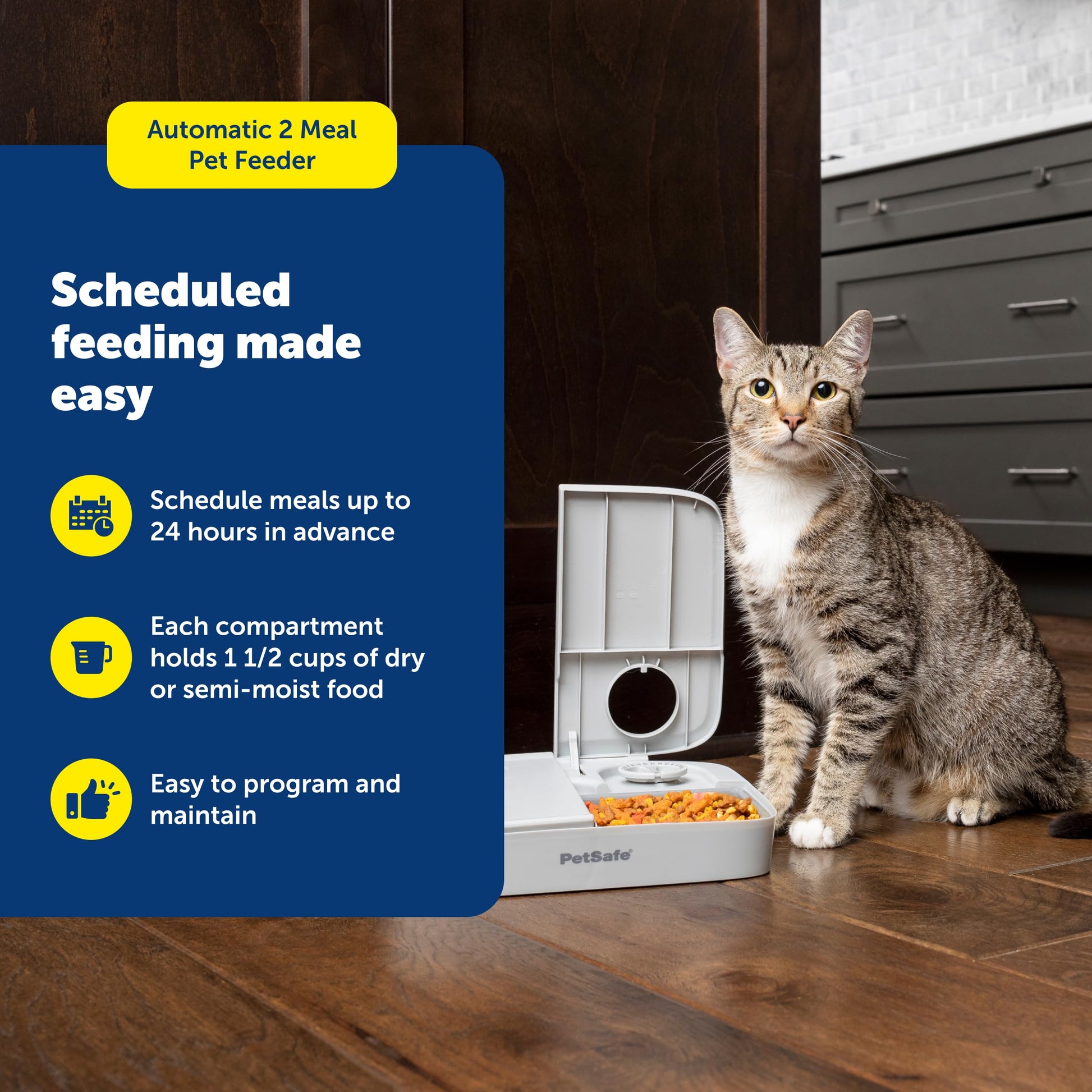 Buy now PetSafe Analog 2 Meal Programmable Pet Feeder, Automatic Dog and Cat Feeder - Dry or Semi-Moist Pet Food Dispenser, Slow Feed Portion Control (3 Cup/16 Ounce Total Capacity), Tamper-Resistant Design at indiglob india