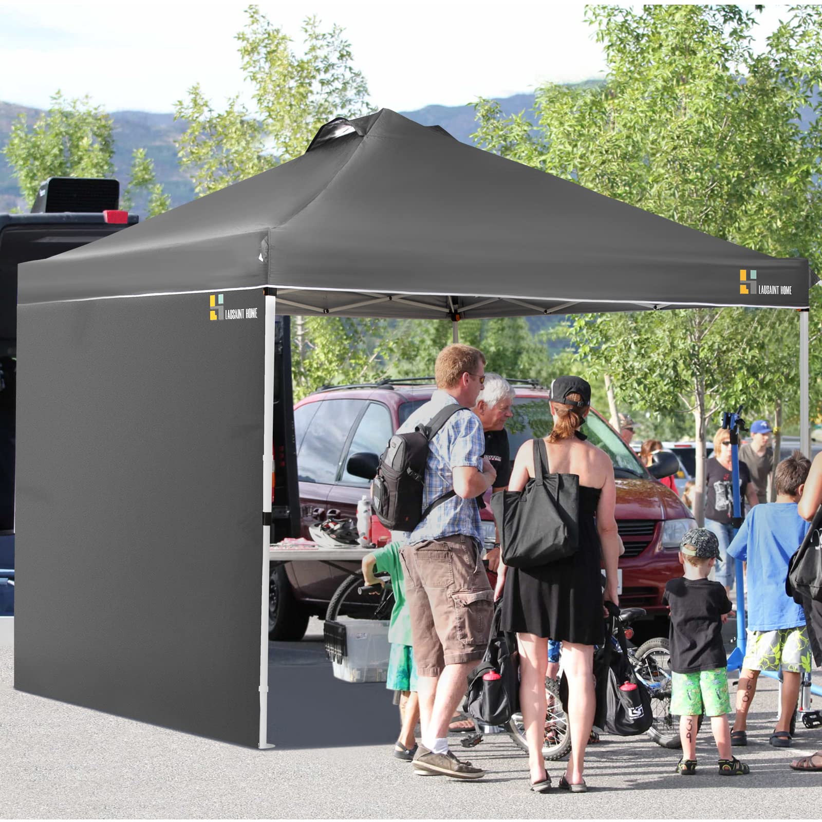 Buy now LAUSAINT HOME 10x10 Instant SunWall for Gazebo Pop up Canopy, 1 Pack Sidewall with Removable Velcro Straps for Outdoor Canopies Tent，UV30+ (Gray) at indiglob india