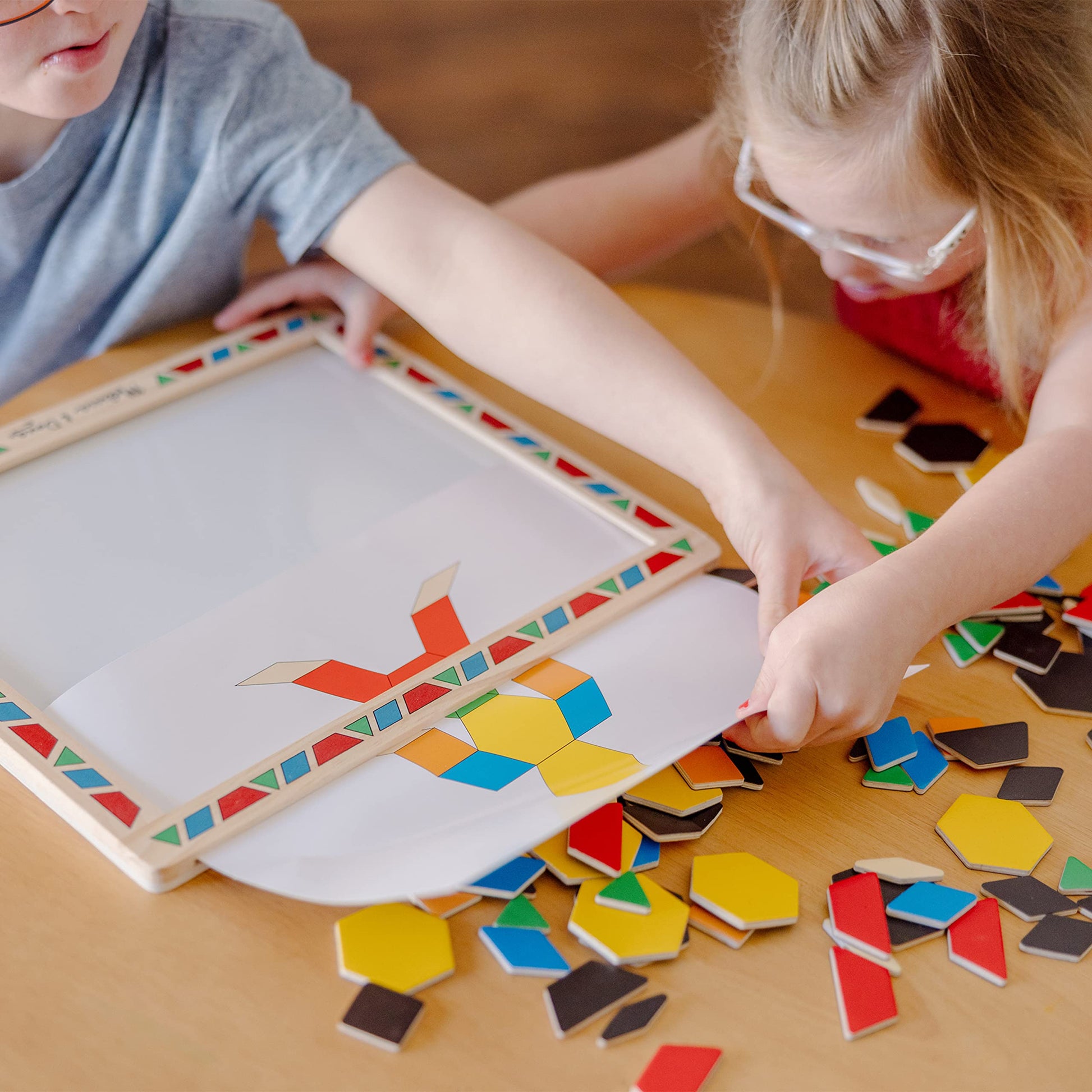 Buy now Melissa & Doug Deluxe Wooden Magnetic Pattern Blocks Set - Educational Toy with 120 Magnets and Carrying Case, Multi/None, 1 EA, English Only. at indiglob india