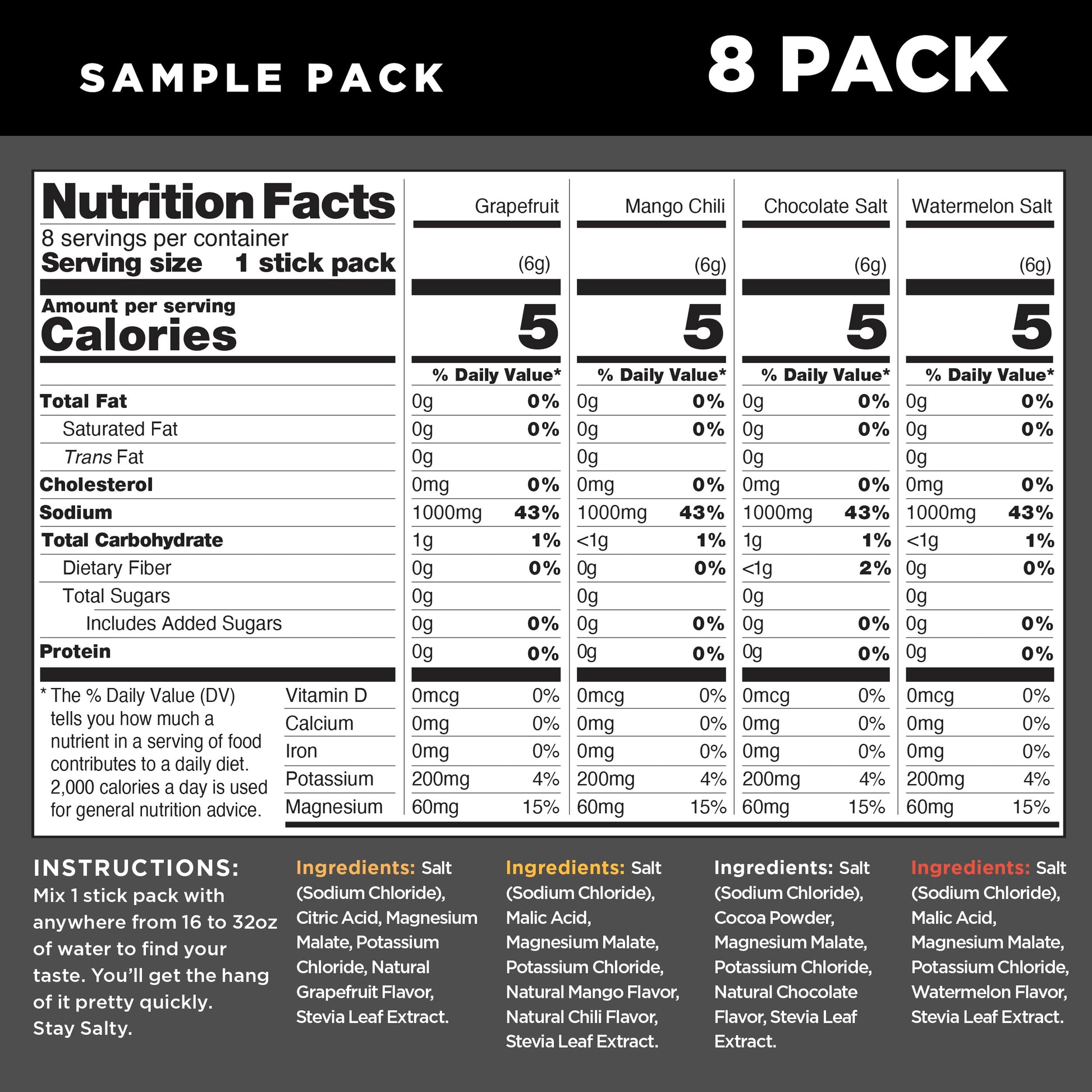 Buy now LMNT Zero Sugar Electrolytes - Sample Pack | Drink Mix | 8-Count at indiglob india