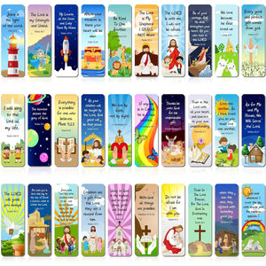 30 Pieces Christian Bookmarks Magnetic Bible Verse Bookmarks Religious Scripture Inspirational Church Supplies Motivational Prayer Page Clips for Kids Women Teachers Students School Gifts (Cartoon)