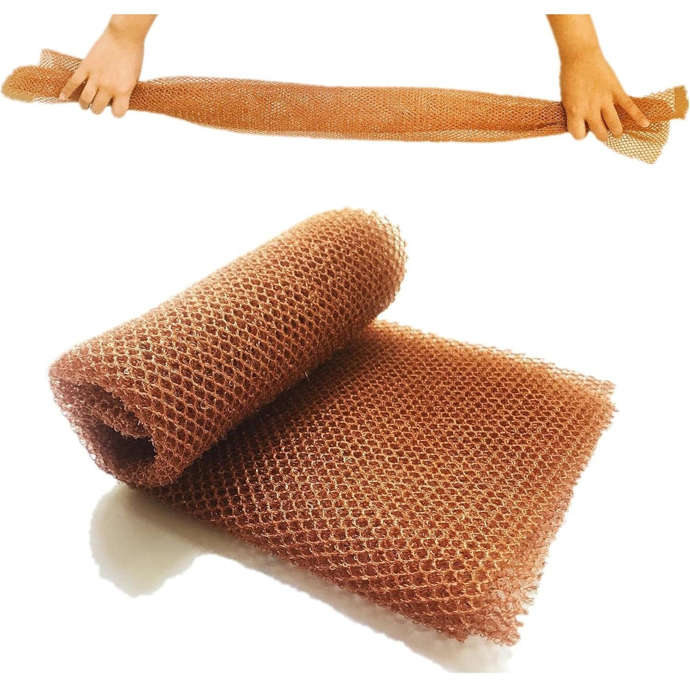 African Net Long Bathing Sponge,Net Exfoliating Back Scrubber for Body,Exfoliating Back Towel,Pack of 1 (Brown)