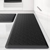 Kitchen Mat [2 PCS] Cushioned Anti-Fatigue Floor Mat, Waterproof Non-Skid Ergonomic Comfort Foam Rugs, Standing Mat for Kitchen, Floor,Office, Sink, Laundry(Grey) - Black