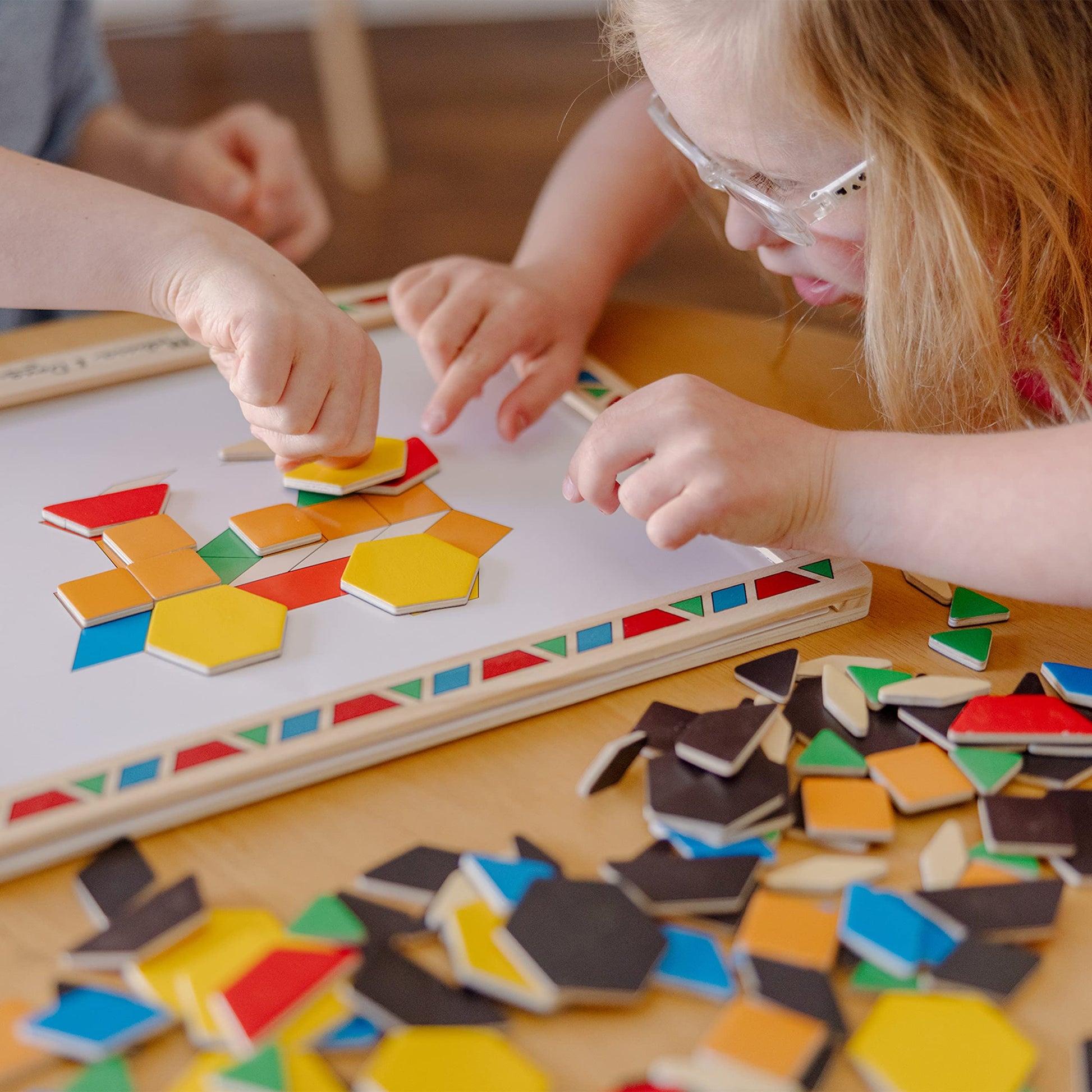 Buy now Melissa & Doug Deluxe Wooden Magnetic Pattern Blocks Set - Educational Toy with 120 Magnets and Carrying Case, Multi/None, 1 EA, English Only. at indiglob india