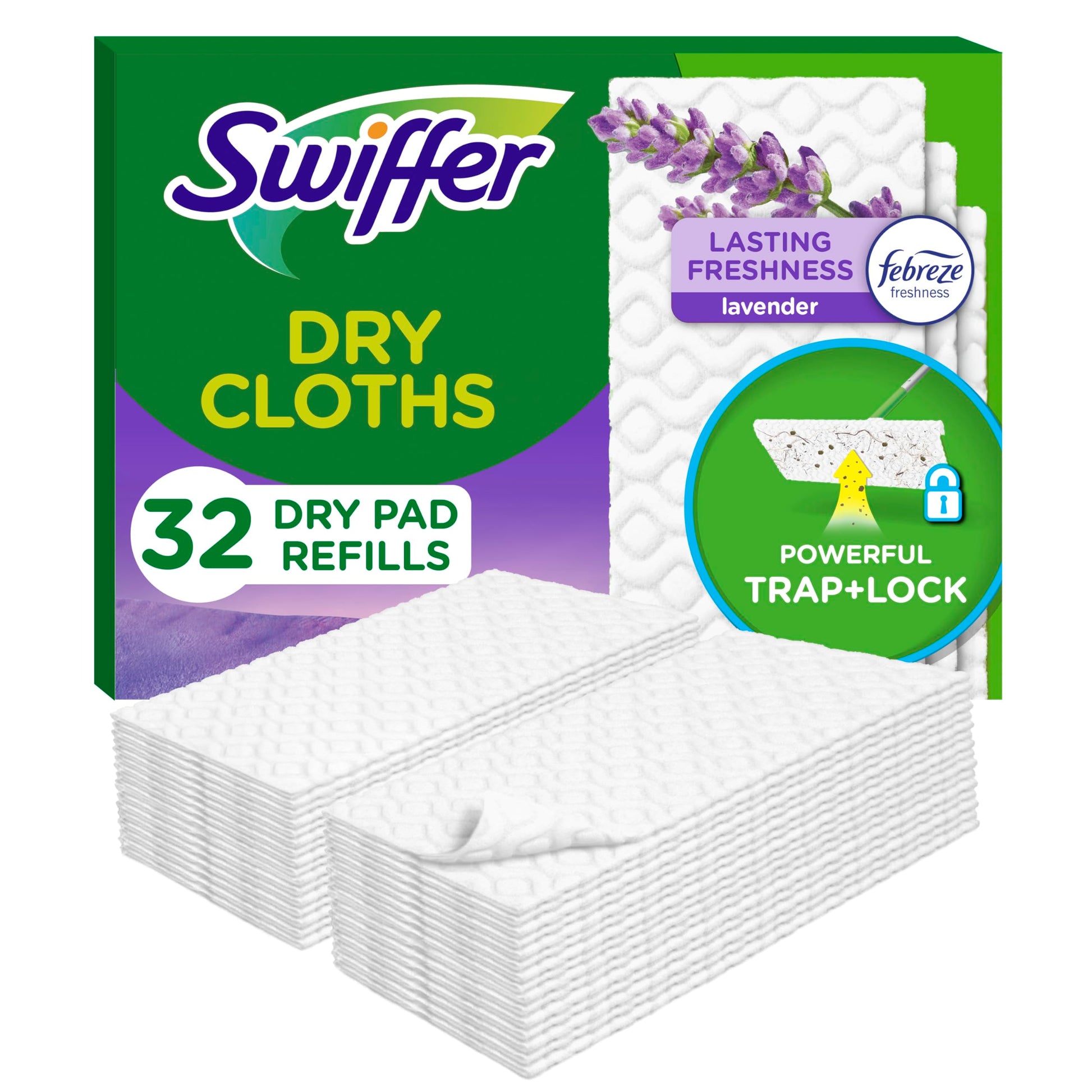 Buy now Swiffer Sweeper Dry Sweeping Pad, Multi Surface Refills for Dusters Floor Mop, with Febreze Lavender, 32 count Lavender 32 Count (Pack of 1) at indiglob india