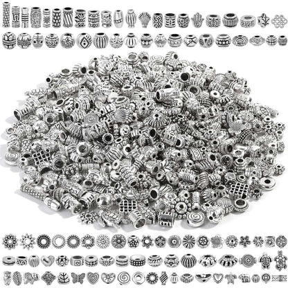 Cridoz Metal Spacer Beads for Making Bracelet, Necklace, Jewelry Making and Findings Accessories, 900Pcs, Silver