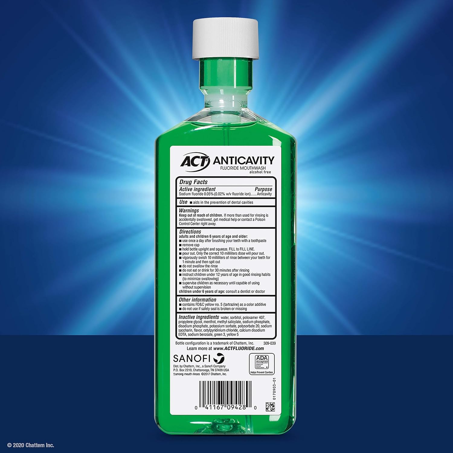 Buy now ACT Anticavity Zero Alcohol Fluoride Mouthwash 18 fl. oz., With Accurate Dosing Cup, Mint at indiglob india