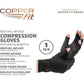 Copper Fit ICE Compression Gloves Infused with Menthol and Coq10 for Recovery, Black