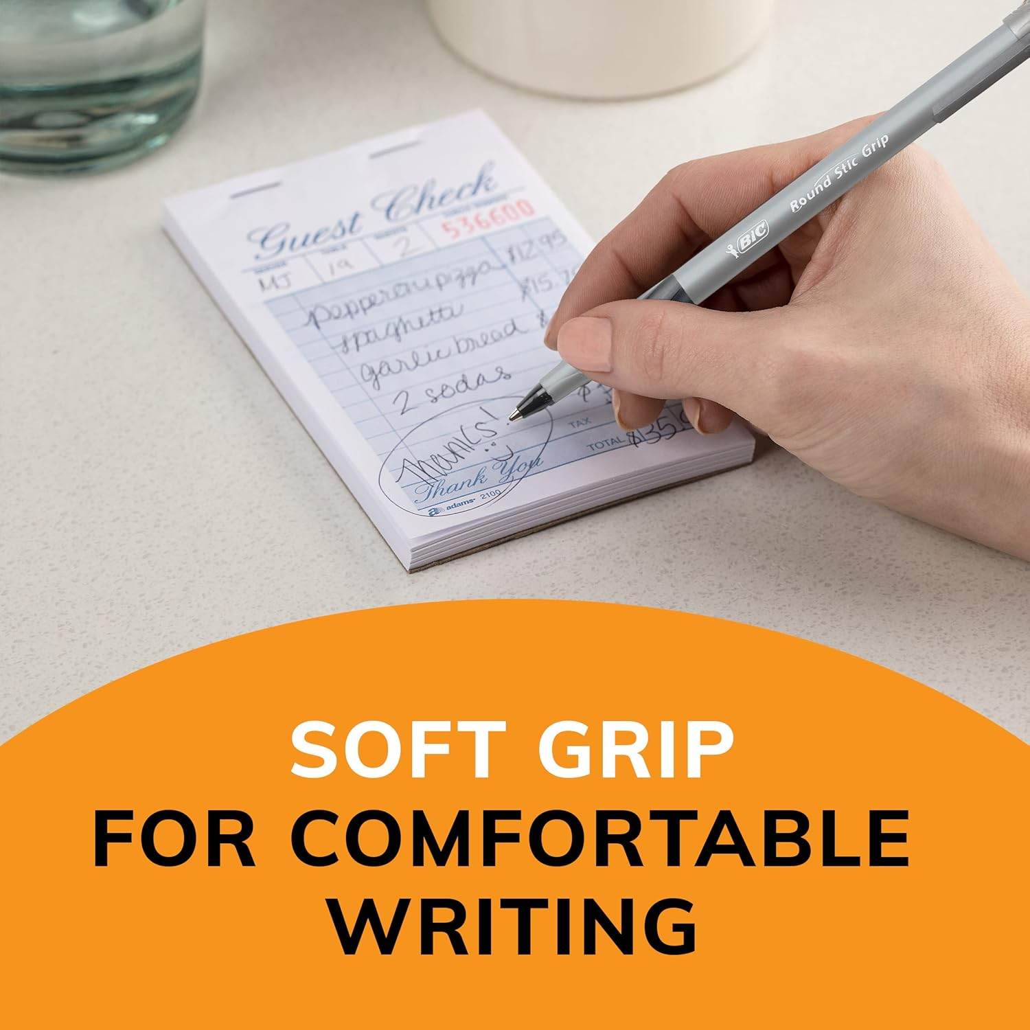 BIC Round Stic Grip Xtra Comfort Black Ballpoint Pens, Medium Point (1.2mm), 36-Count Pack, Perfect Writing Pens With Soft Grip for Superb Comfort and Control - My Store