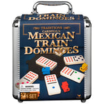 Buy now Spin Master Games, Mexican Train Dominoes Set in Aluminum Carry Case, Includes Colorful Trains for Fun-Filled Family Game Night, for Kids & Family, 2-8 Players, for Ages 8 & Up at indiglob india