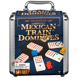 Buy now Spin Master Games, Mexican Train Dominoes Set in Aluminum Carry Case, Includes Colorful Trains for Fun-Filled Family Game Night, for Kids & Family, 2-8 Players, for Ages 8 & Up at indiglob india
