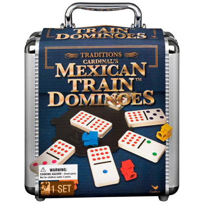 Buy now Spin Master Games, Mexican Train Dominoes Set in Aluminum Carry Case, Includes Colorful Trains for Fun-Filled Family Game Night, for Kids & Family, 2-8 Players, for Ages 8 & Up at indiglob india