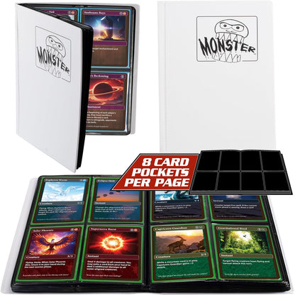 4 Pocket Trading Card Binder- Matte White Album w Side Loading Pockets, AntiTheft Anti-Drop- TCG Collector Storage Organizer for 160 Cards- Compatible with Pokémon, Yu-Gi-Oh!, MTG Magic The Gathering