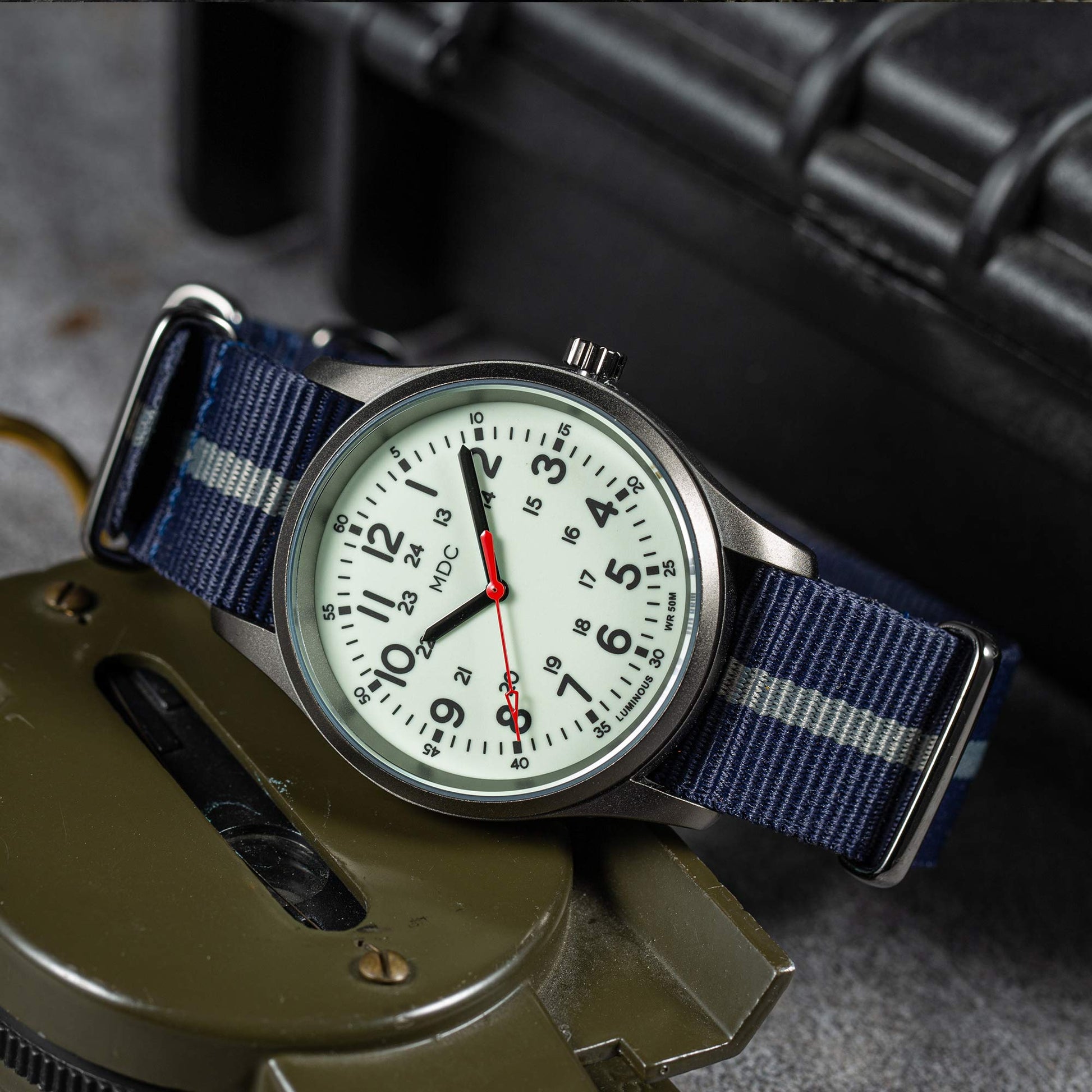 Buy now Infantry Mens Military Field Watch,Luminous Glow in The Dark Dial,Analog Tactical Wristwatch w/ 12/24 Hr Time,Japanese Quartz Movement,Slip-Thru Nylon Band,Reliable Work Watch for Men at indiglob india