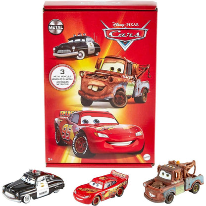 Mattel Disney and Pixar Cars Toys, Radiator Springs 3-Pack of Die-cast Toy Cars & Trucks with Lightning McQueen, Mater & Sheriff