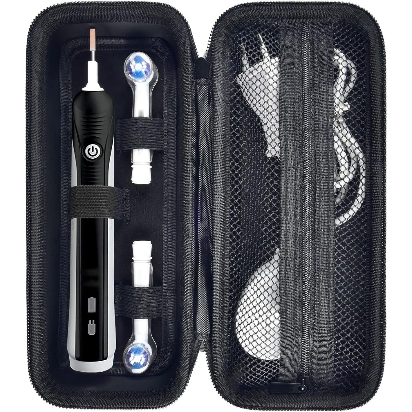 Toothbrush Travel Case Compatible with Oral-B Pro 1000, 2000, 3000, 3500, 1500/ for Philips Sonicare ProtectiveClean 4100 5100 Electric Toothbrush with Mesh Pocket for Accessories - Black (Bag Only)