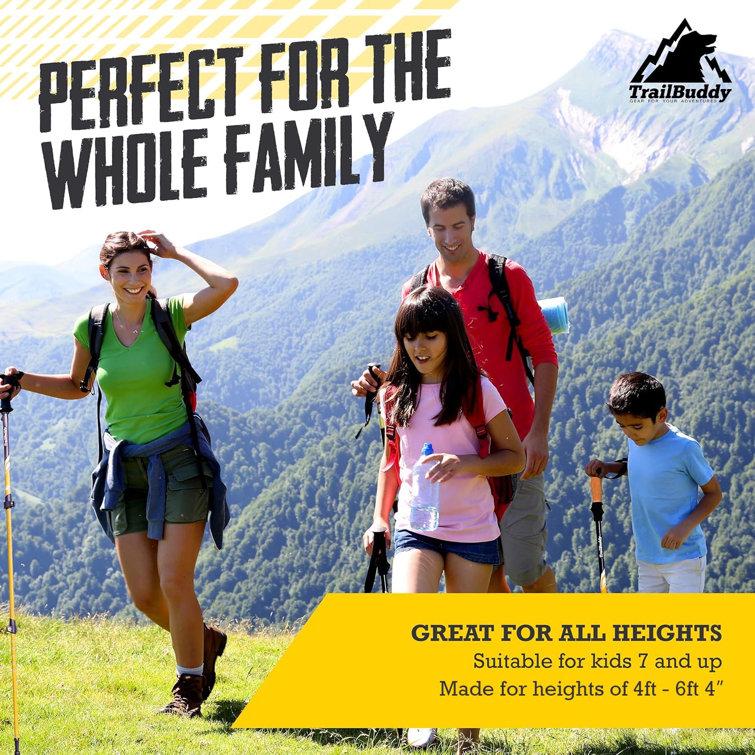 Buy now TrailBuddy Trekking Poles – Lightweight 7075 Aluminum Hiking Poles for Women, Men & Seniors – Collapsible or Foldable Walking Sticks for Travel, Trails & Balance at indiglob india