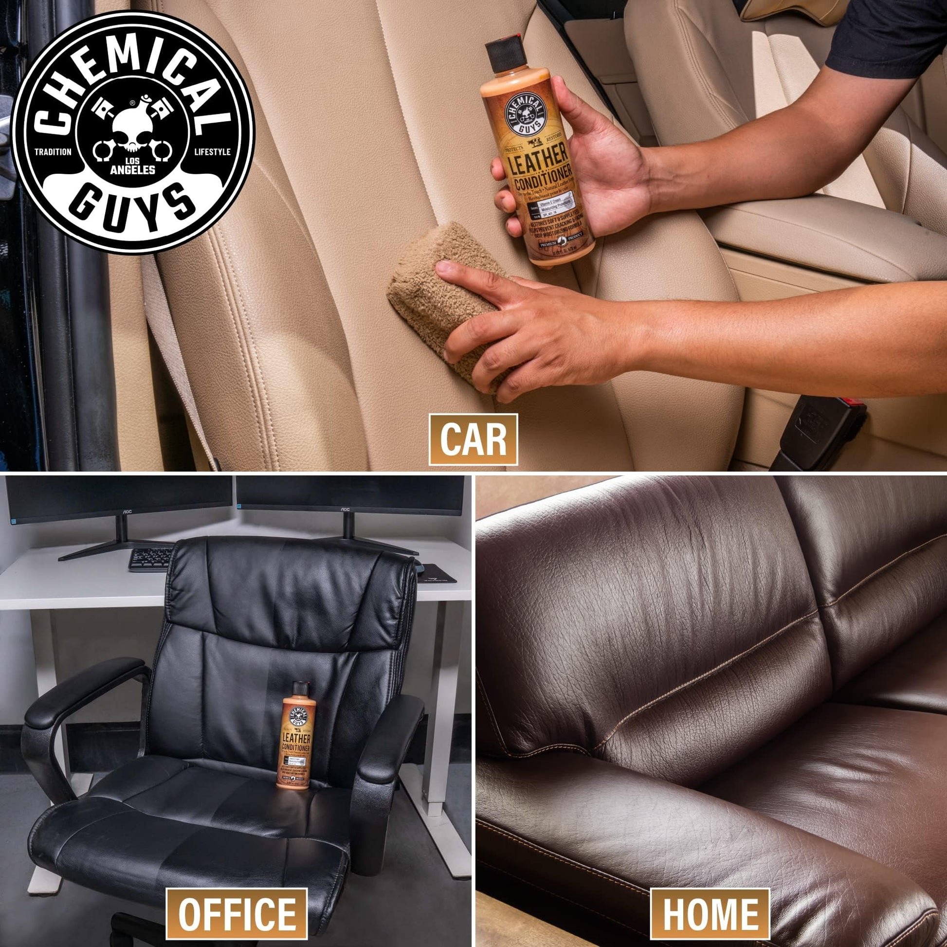 Buy now Chemical Guys Leather Cleaner and Conditioner Kit - 2 Bottles (4 oz Each), Car Cleaner and Conditioner, Safely Cleans & Conditions Leather Car Interiors, Furniture, Shoes, Boots, Bags, Apparel & More at indiglob india