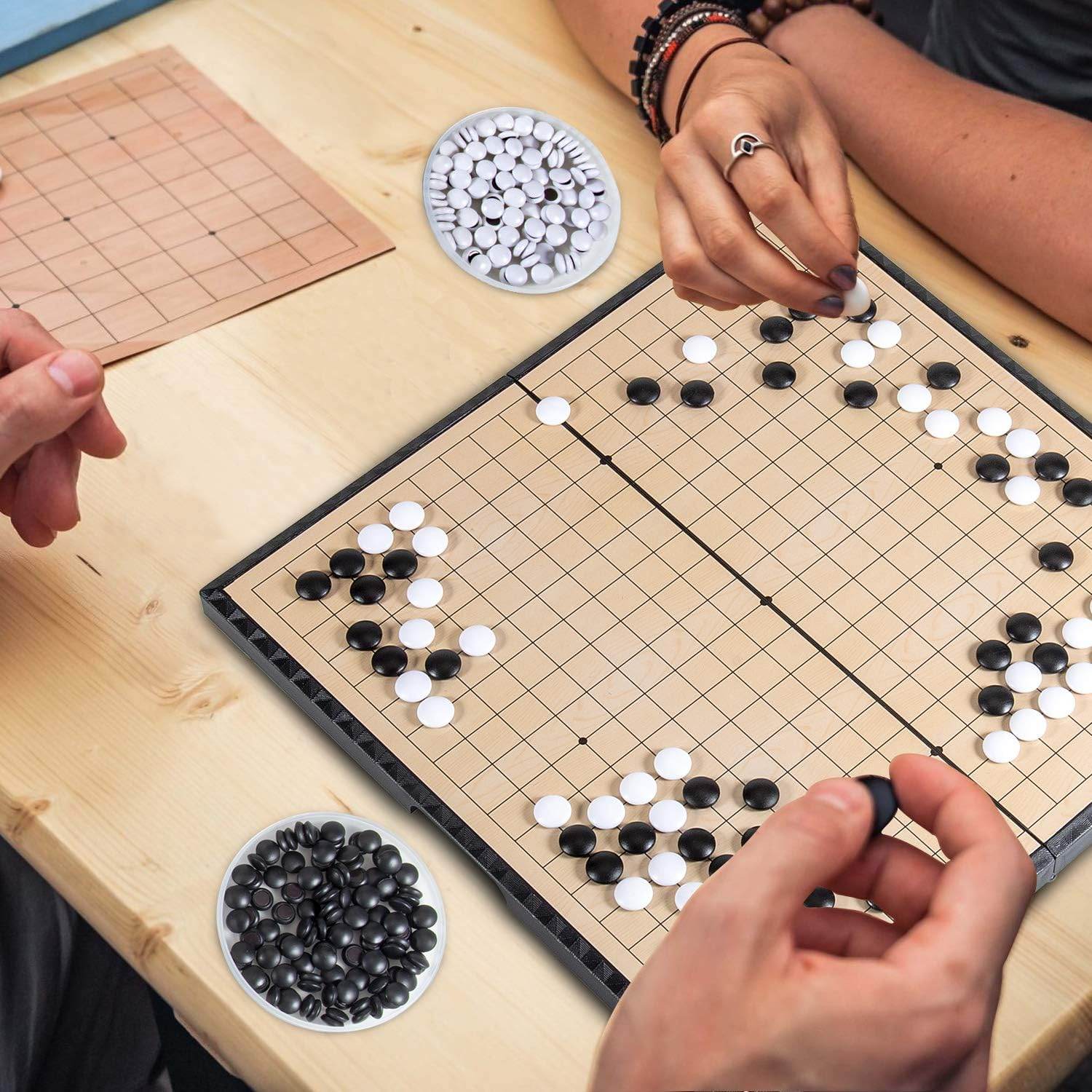 AMEROUS 11 Inches Magnetic Go Game Set (19 x 19), Travel Foldable Board Game Set with Magnetic Plastic Stones & Go Game Rules for Beginner, Kids, Adults （Weiqi） - My Store