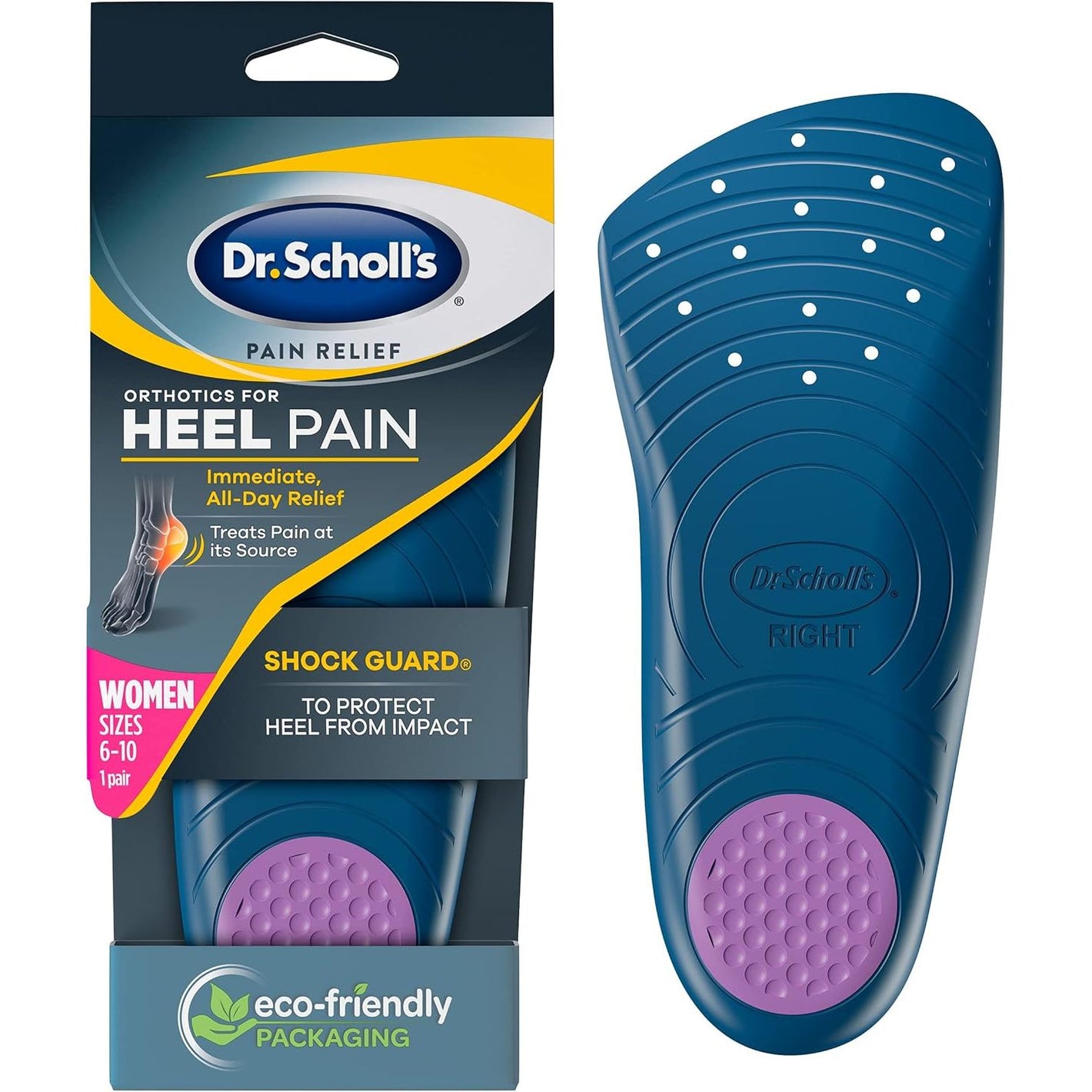 Dr. Scholl's Heel Pain Relief Orthotics // Clinically Proven to Relieve Plantar Fasciitis, Heel Spurs and General Heel Aggravation (for Women's 6-10,)