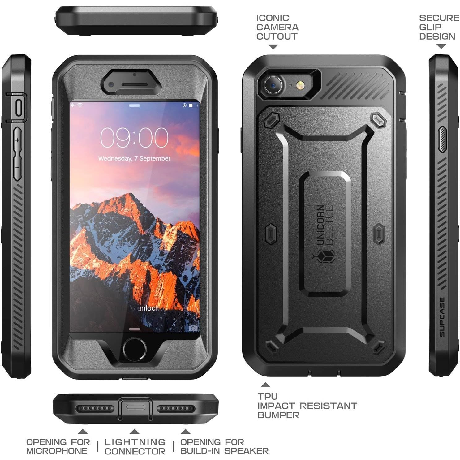 Buy now SUPCASE for iPhone 8 Plus Case with Belt-Clip (Unicorn Beetle Pro), [Built-in Screen Protector] [Military-Grade Drop Protection] Heavy Duty Rugged Phone Case for iPhone 8 Plus/iPhone 7 Plus, Black at indiglob india