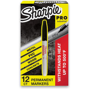 Sharpie Industrial Permanent Markers, Fine Point, Black, Box of 12