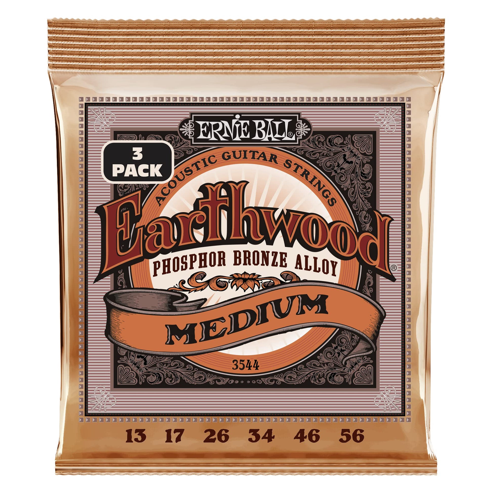 Buy now Ernie Ball Earthwood Medium Light Phosphor Bronze Acoustic Guitar Strings, 12-54 Gauge (P02146) at indiglob india