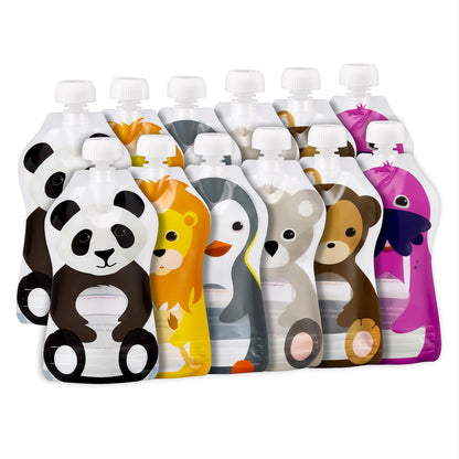 Squooshi Reusable Baby Food Pouches for Toddlers | BPA Free Plastic, Food Safe, Freezer Safe | Refillable for Applesauce Yogurt & Puree Squeeze Pouch | 6 Pack | 5 oz