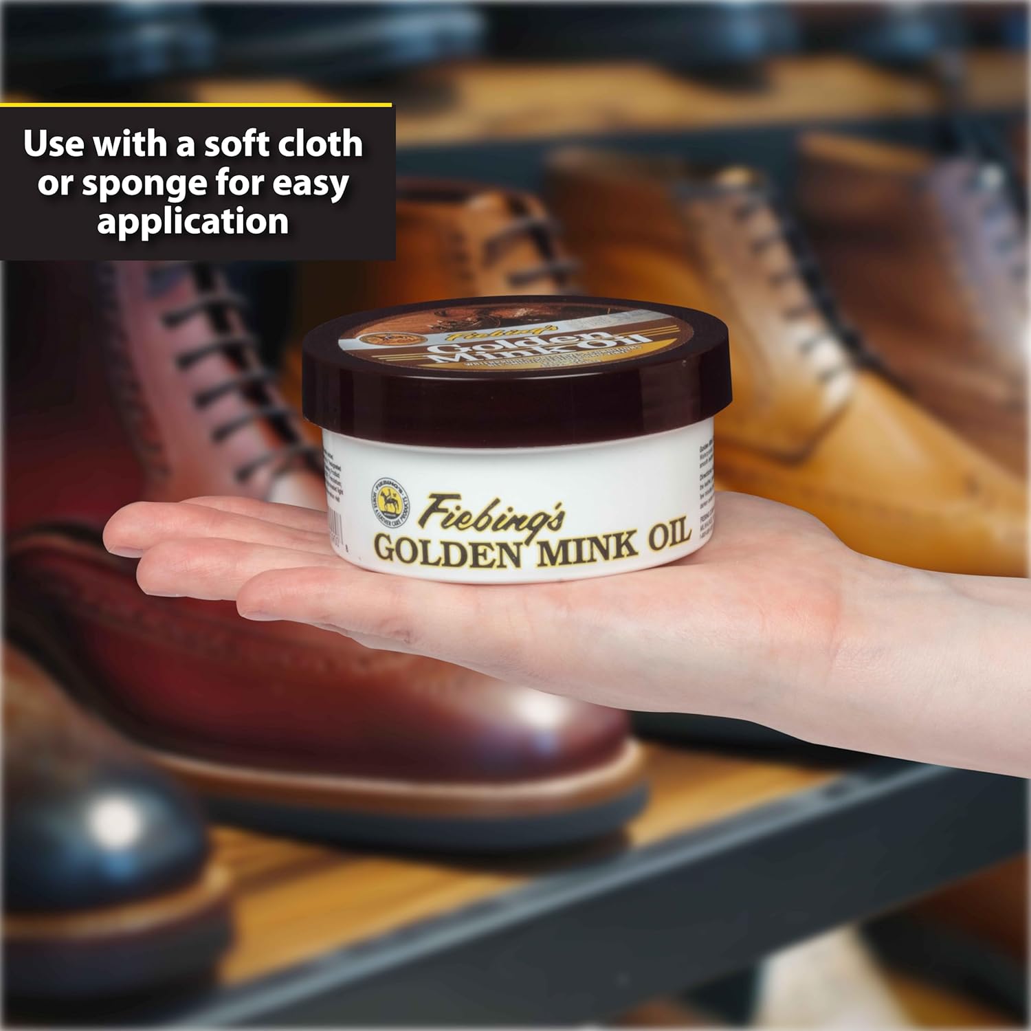 Buy now Fiebing's Golden Mink Oil for Leather Boots (6 oz) - Leather Cleaner & Conditioner - Waterproof, Preserve, Soften All Smooth Leathercraft & Vinyl - Prevents Salt Stains - Use On Couch, Shoe, Purse at indiglob india