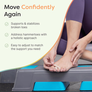 ZenToes Hammer Toe Corrector for Women & Men - Reusable Fabric Buddy Wraps for Broken Toes - Cushioned Toe Splint for Protection & Recovery & Hammertoe Straightener - 4 Count (OSFM, Beige)