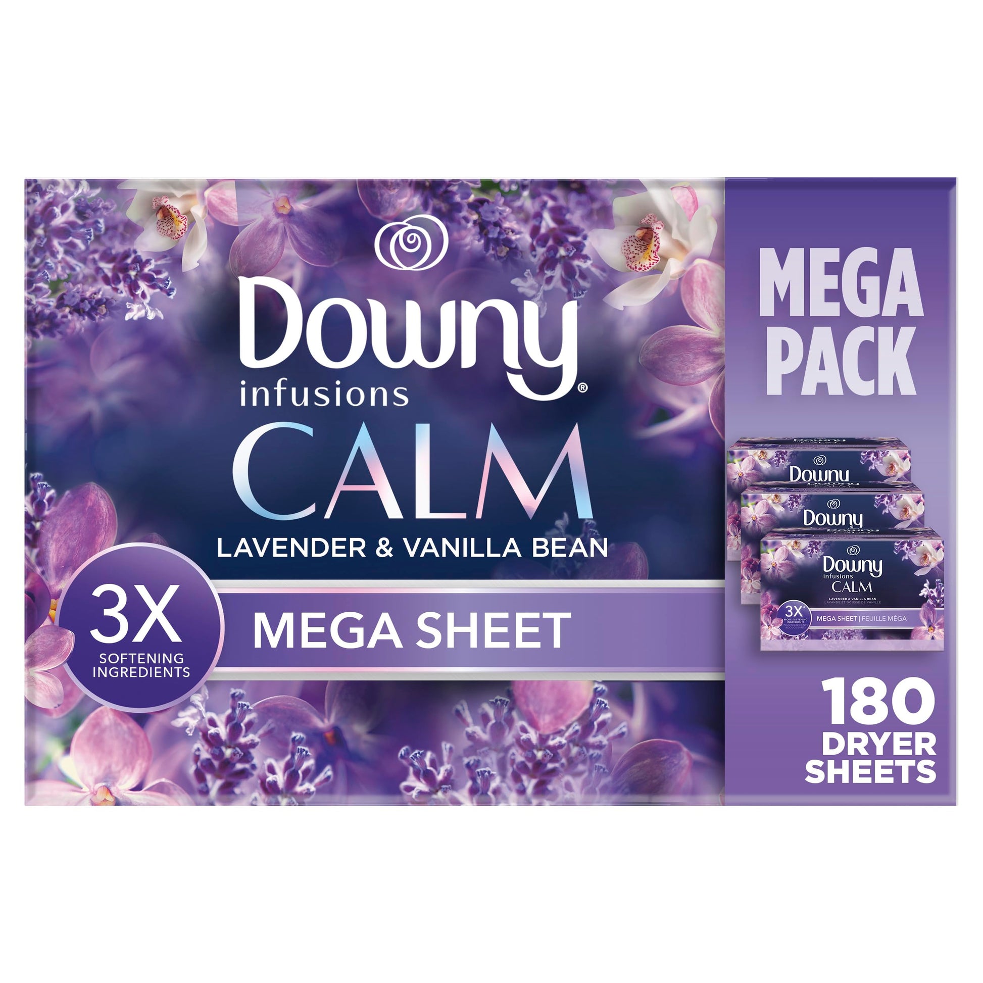 Buy now Downy Infusions Dryer Sheets Laundry Fabric Softener, Calm Scent, Lavender & Vanilla Bean, 200 Count at indiglob india