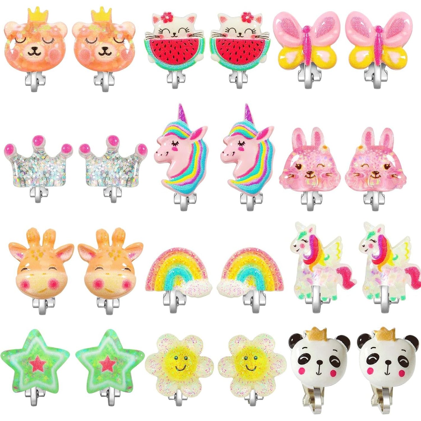 Amazon.com: PinkSheep Bling Clip On Earrings for Little Girls, Unicorn Cake Ladybug Earrings for Kids, 12 Pairs, Best Gift : Toys & Games