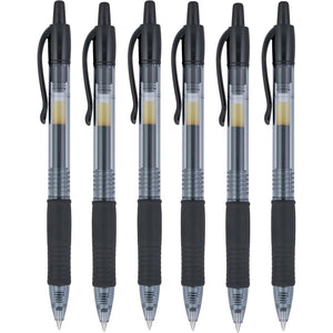 Pilot G2 07 Black Fine Retractable Gel Ink Pen Rollerball 0.7mm Nib Tip 0.39mm Line Width Refillable BL-G2-7 (6)
