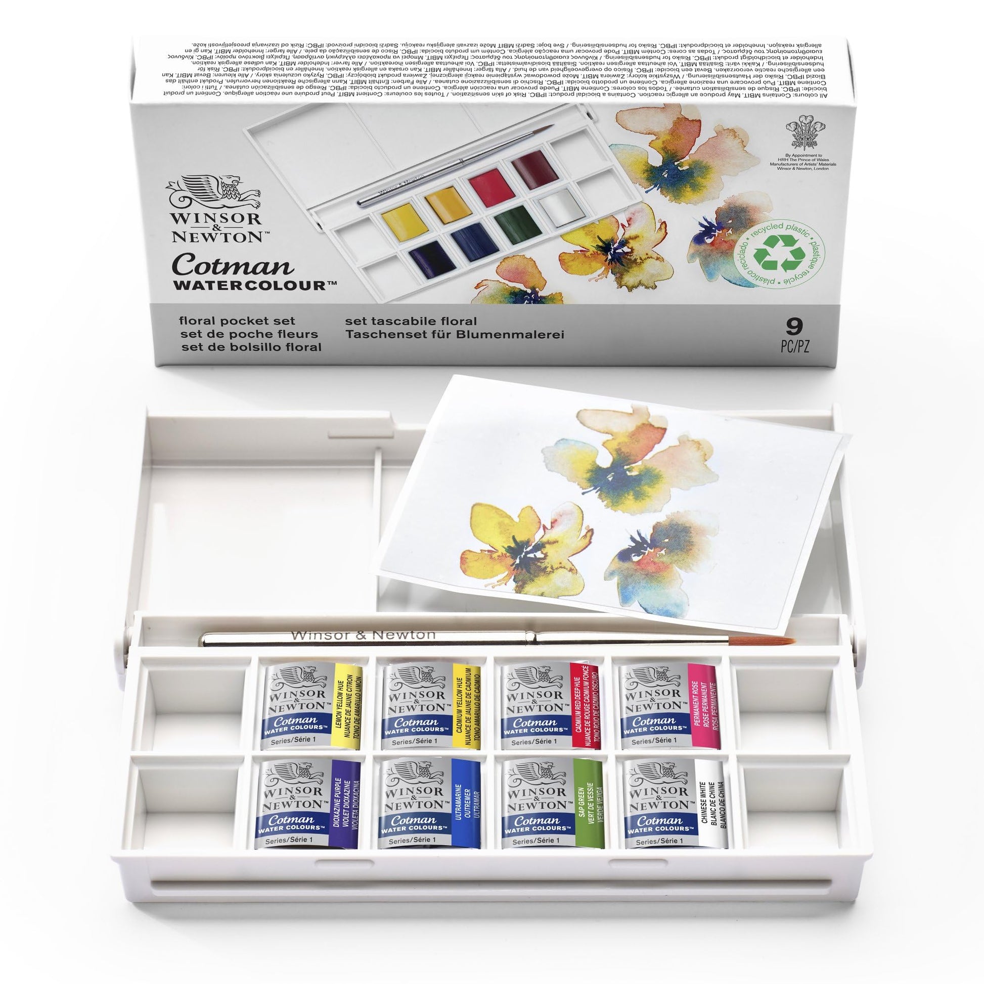 Buy now Winsor & Newton Cotman Watercolor Paint Set, Field Pocket Set, 12 Half Pan w/ Brush, Sponge, Bottle 8 Half Pan Floral Colors at indiglob india