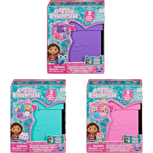 Gabby's Dollhouse, 3 Clip-On Playsets, with Cakey, Baby Box and Mercat Toy Figures and Dollhouse Accessories, Kids Toys for Ages 3 and Up