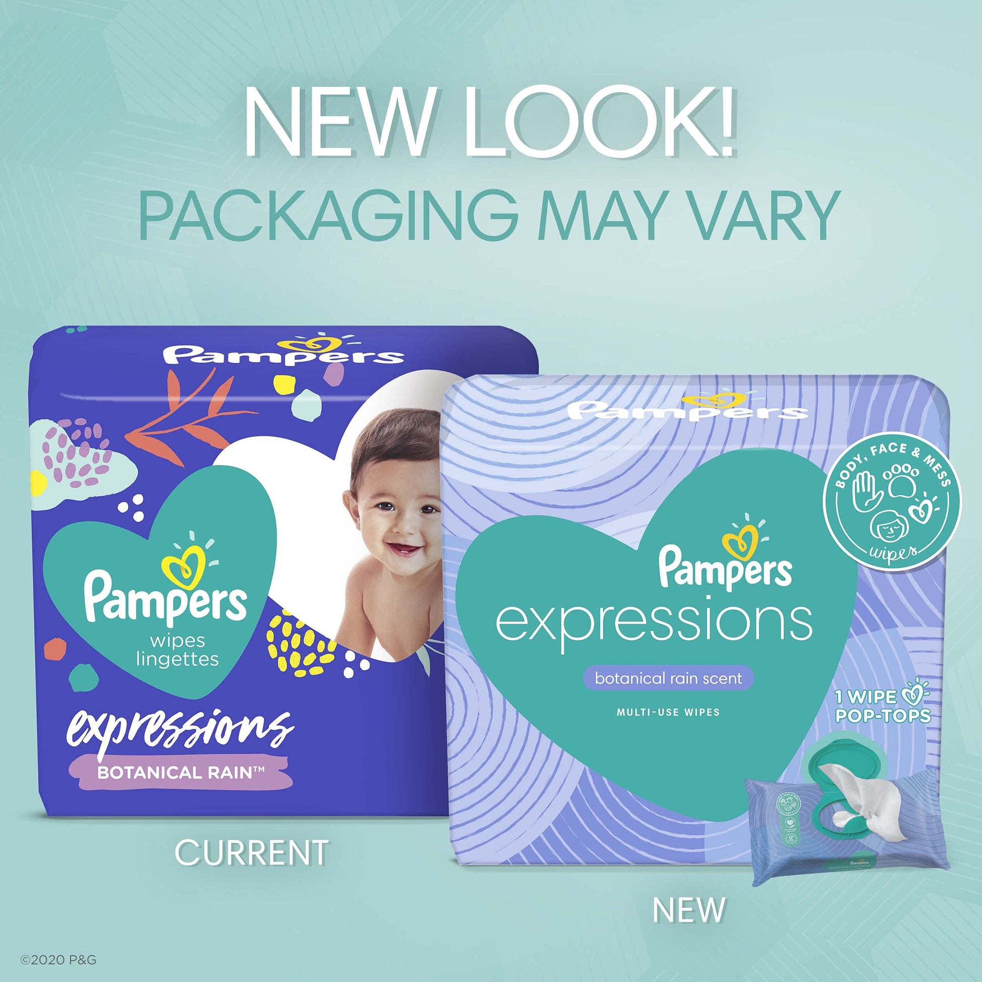 Buy now Baby Wipes, Pampers Expressisons Botanical Rain Scented, 1X Pop-Top Pack, 56 Count at indiglob india