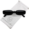 ShadyVEU Slim Classic Rectangular Sunglasses UV Protection 90’s Vintage Small Wide Retro Frame Fashion Shades - Black Frame, Smoke Black Lens