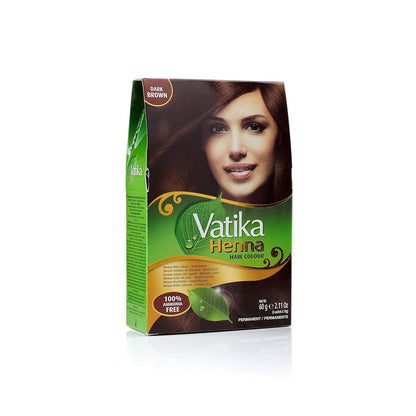 Dabur Henna Hair Color - Dark Brown, Henna Hair Dye and Conditioner, Ammonia Free, 100% Grey Coverage, 6 Sachets X 10g