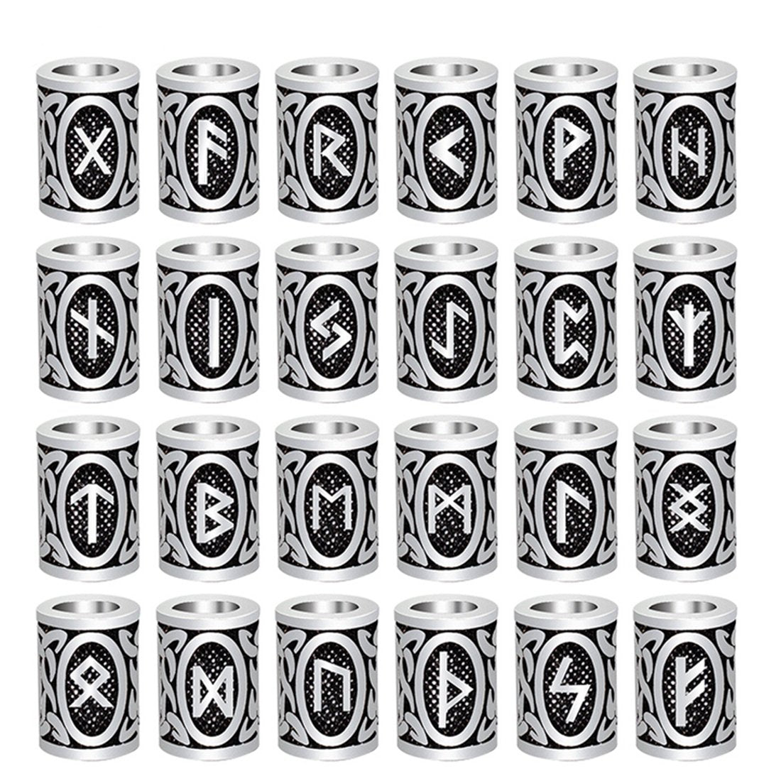 Buy now 24Pcs Norse Vikings Runes Hair Beard Beads for Bracelets Pendant Necklace DIY,Braiding Beads for Hair Braids Antique Silver Beard Ring Viking Beads Kits(Include 2Pcs Pull Hair Pin) at indiglob india