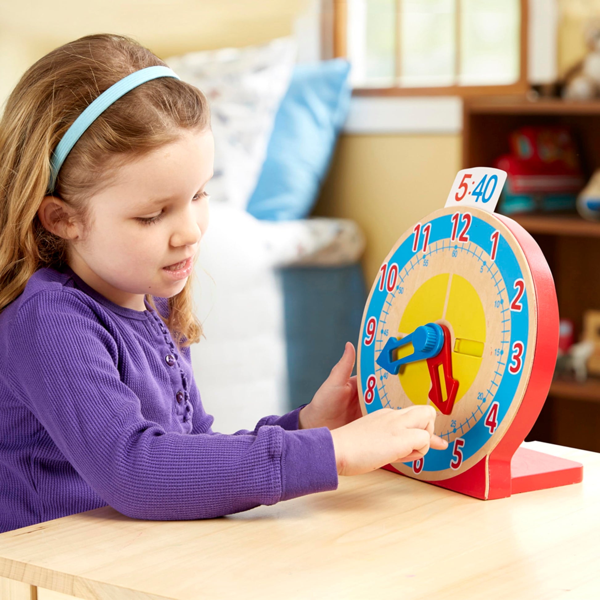Buy now Melissa & Doug Turn & Tell Wooden Clock - Educational Toy with 12+ Reversible Time Cards at indiglob india