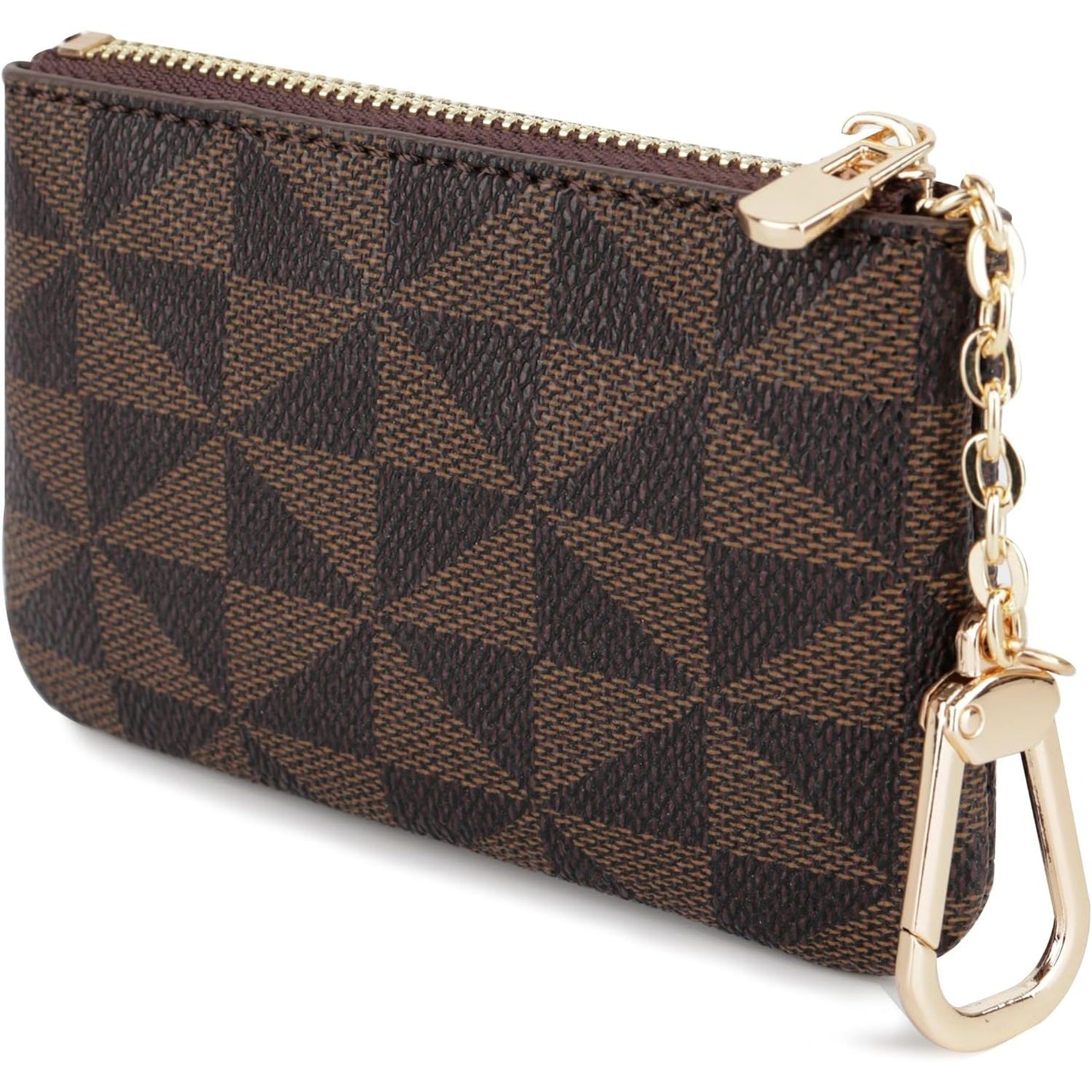 Veki Coin Purse Change Mini Purse Wallet With Key Chain Ring Zipper for Men Women Fashionable Bag Key Chain Pendant Leather Classic Clutch Purse(Brown)